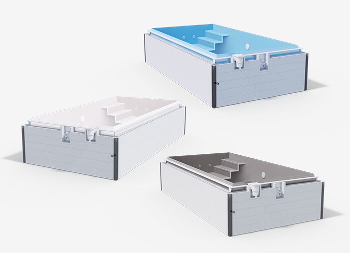 Material und Farben Albixon Skimmerpool