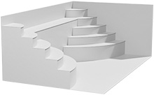 röm. Ecktreppe doppelt, mit Sitzbank