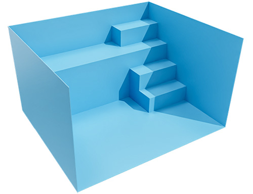 Schmale Treppe mit Sitzbank