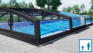 Flache Poolüberdachung